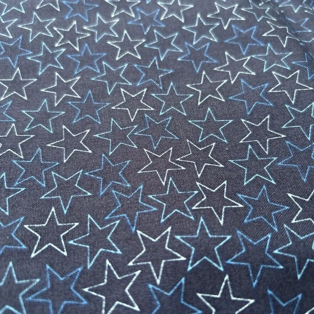 Star Outlines Navy Cotton Quilting Sewing Fabric Brother Sister Backing Filler